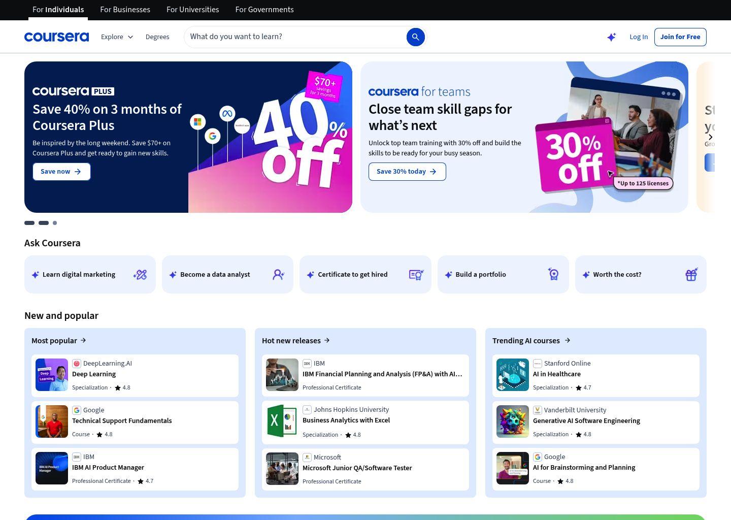 Coursera 在线课程、证书与学位平台