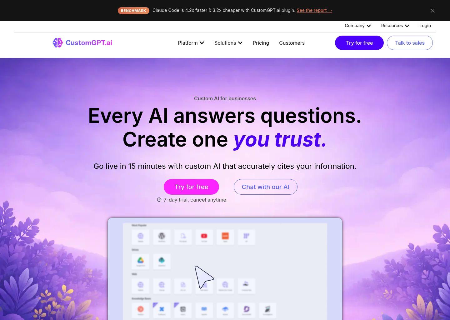 CustomGPT.ai：为企业打造基于自有内容的专属GPT智能体