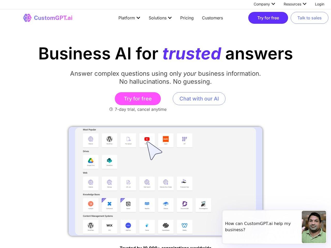 CustomGPT.ai：基于企业内容打造专属GPT智能体
