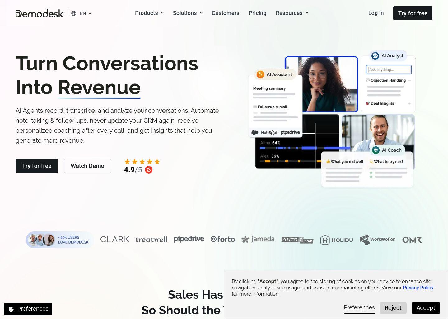 Demodesk AI 销售代理：用对话驱动营收增长