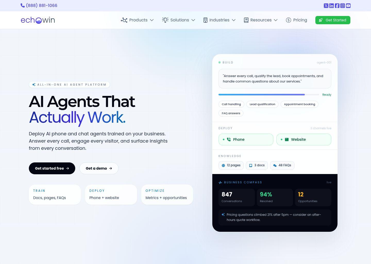 echowin：面向中小企业的一体化 AI 智能客服与电话座席平台