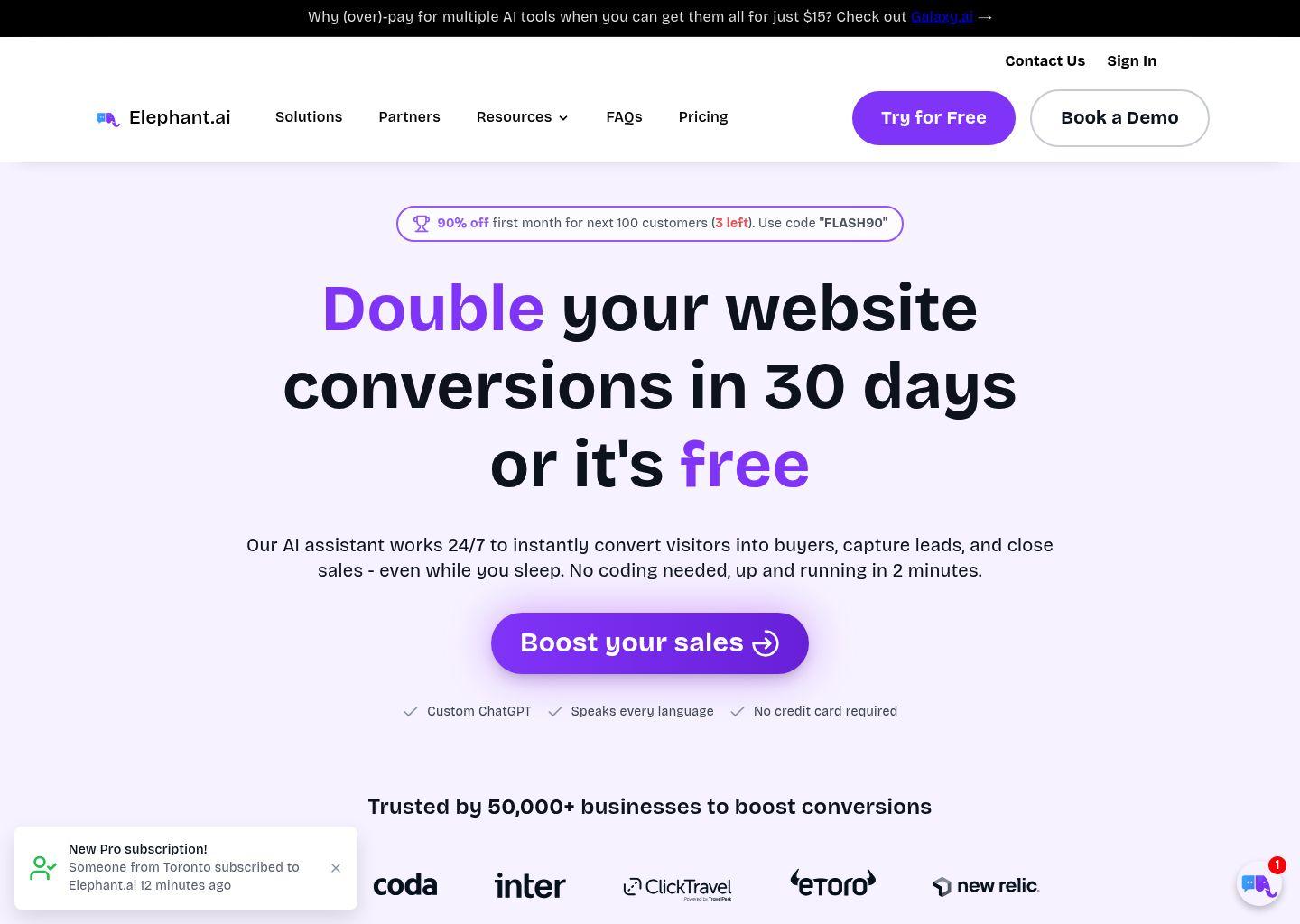 Elephant.ai：网站专属AI销售助手