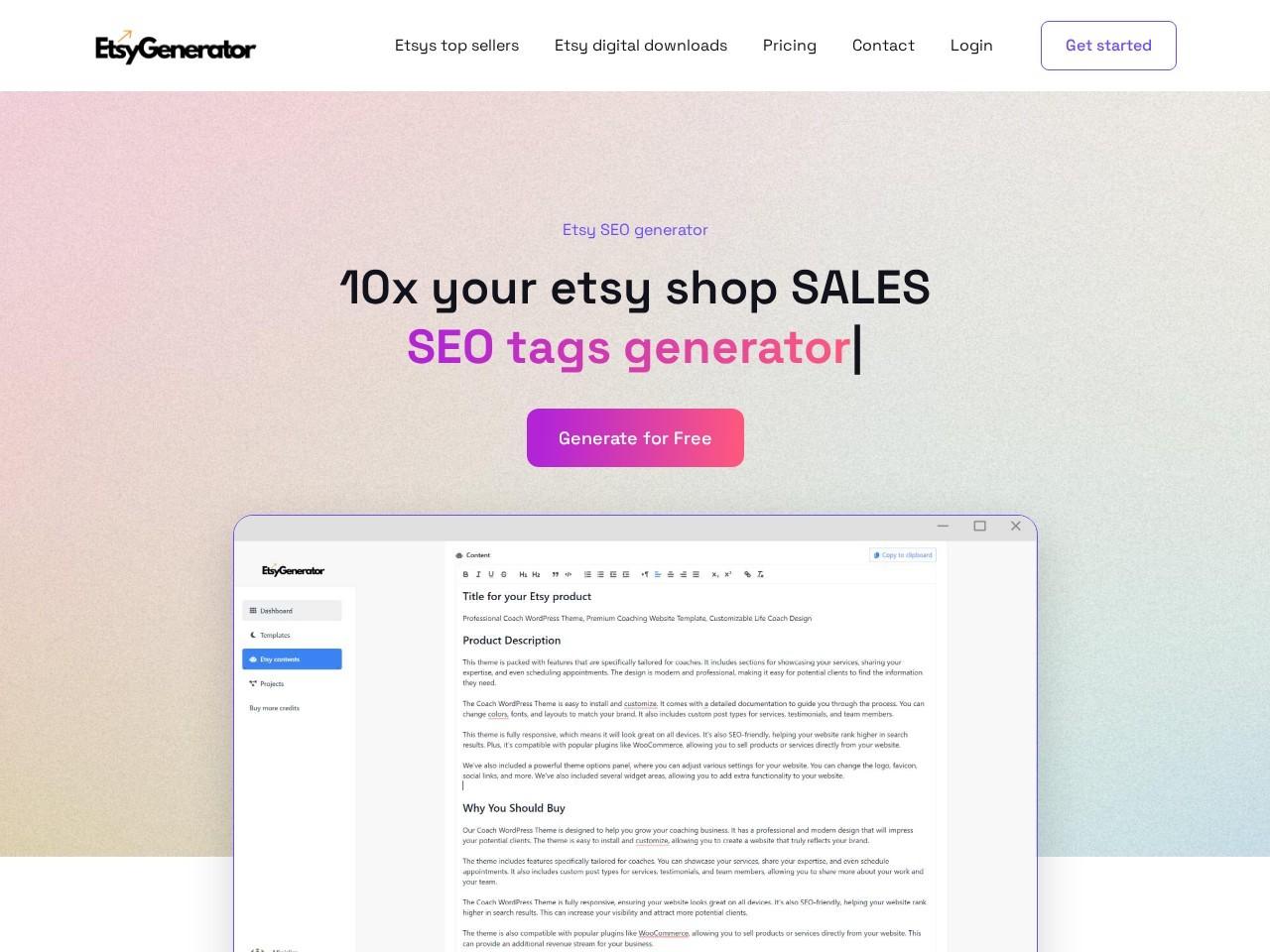 EtsyGenerator：AI 驱动的 Etsy 描述/标题/标签 SEO 生成器