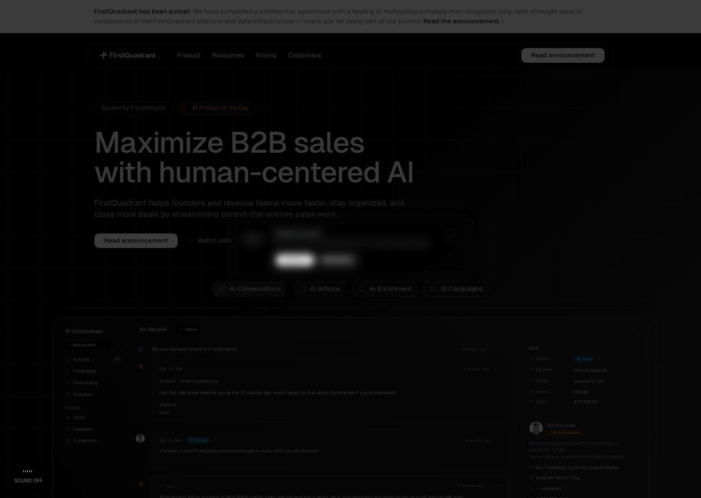 FirstQuadrant：面向B2B团队的人性化AI销售加速平台