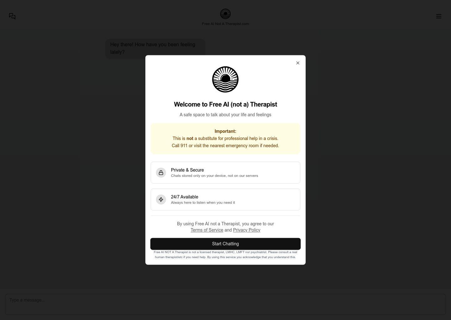 Free AI (not a) Therapist：免费AI自助心理聊天工具