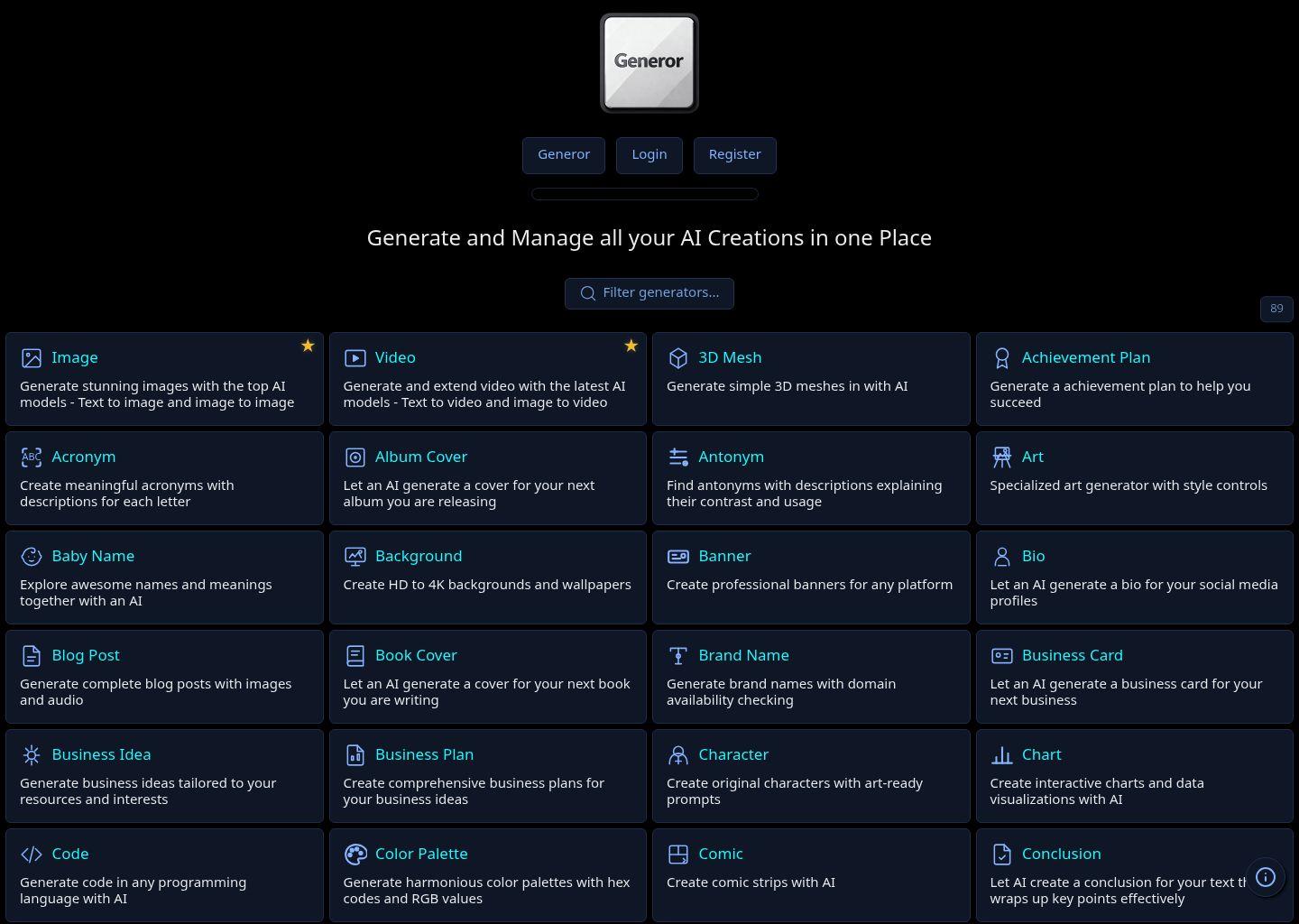 Generor：一站式 AI 生成器平台（40+ 工具）
