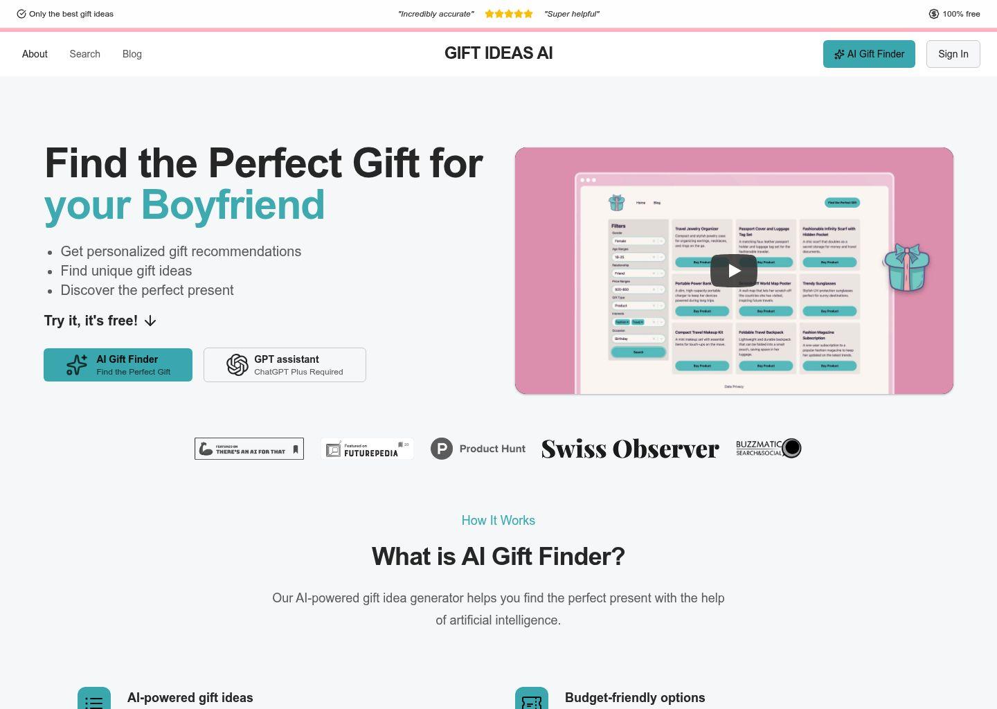 Gift Ideas AI：免费智能礼物灵感与礼物搜索助手