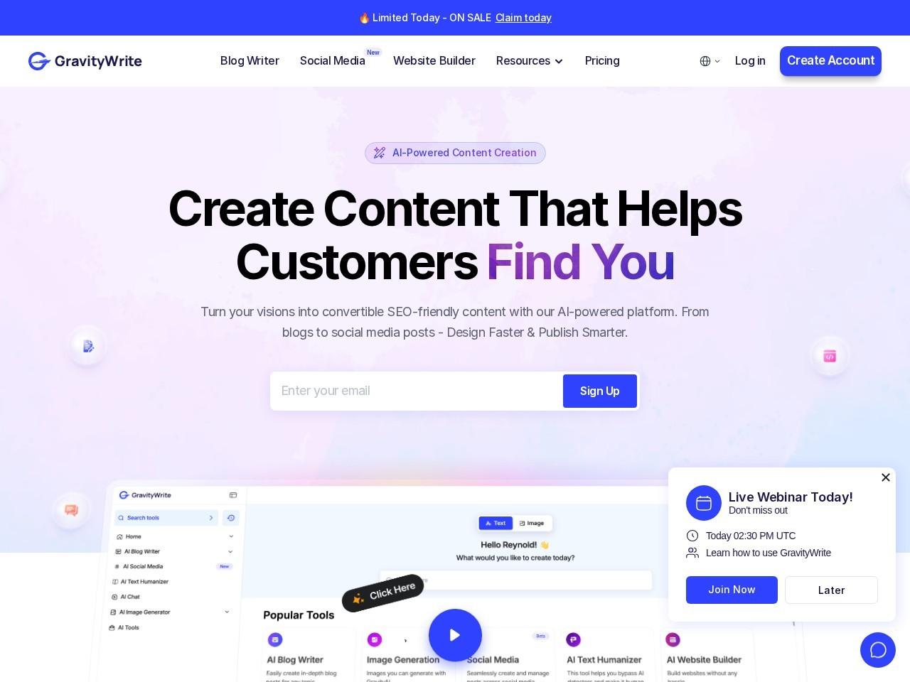 GravityWrite：面向博客、SEO与营销文案的AI内容写作工具