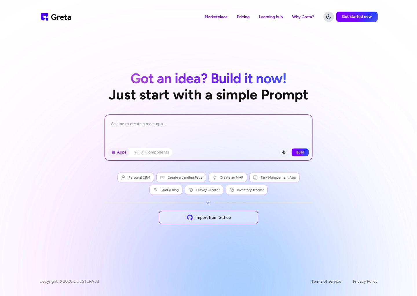 Greta – 用一句提示词搭建任何应用