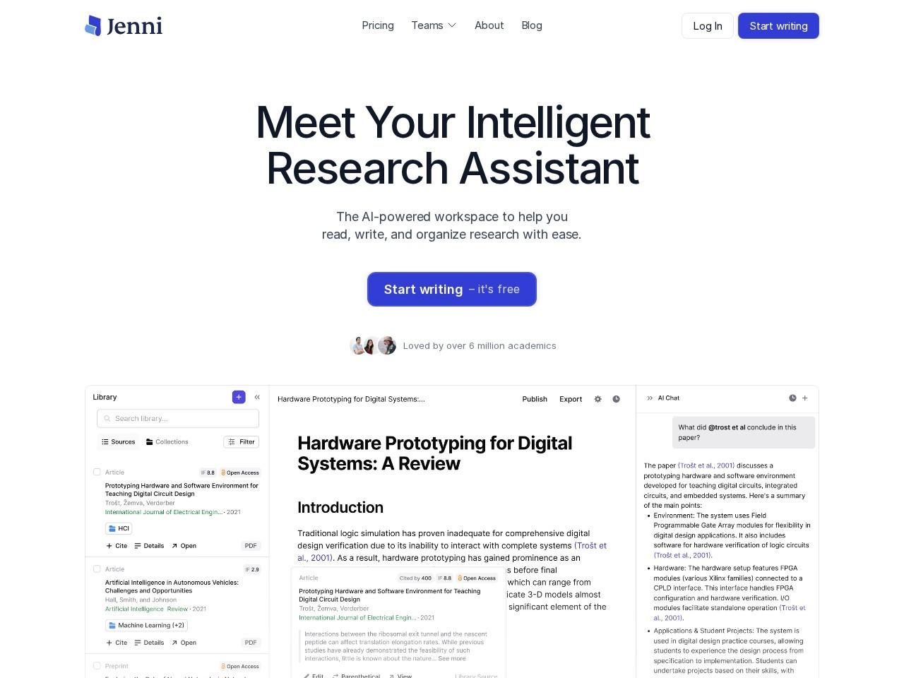 Jenni：AI 学术写作与研究助手（面向学生与学者）