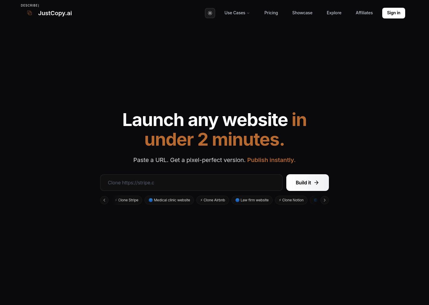 JustCopy.ai：2分钟克隆并上线任意网站的AI建站工具