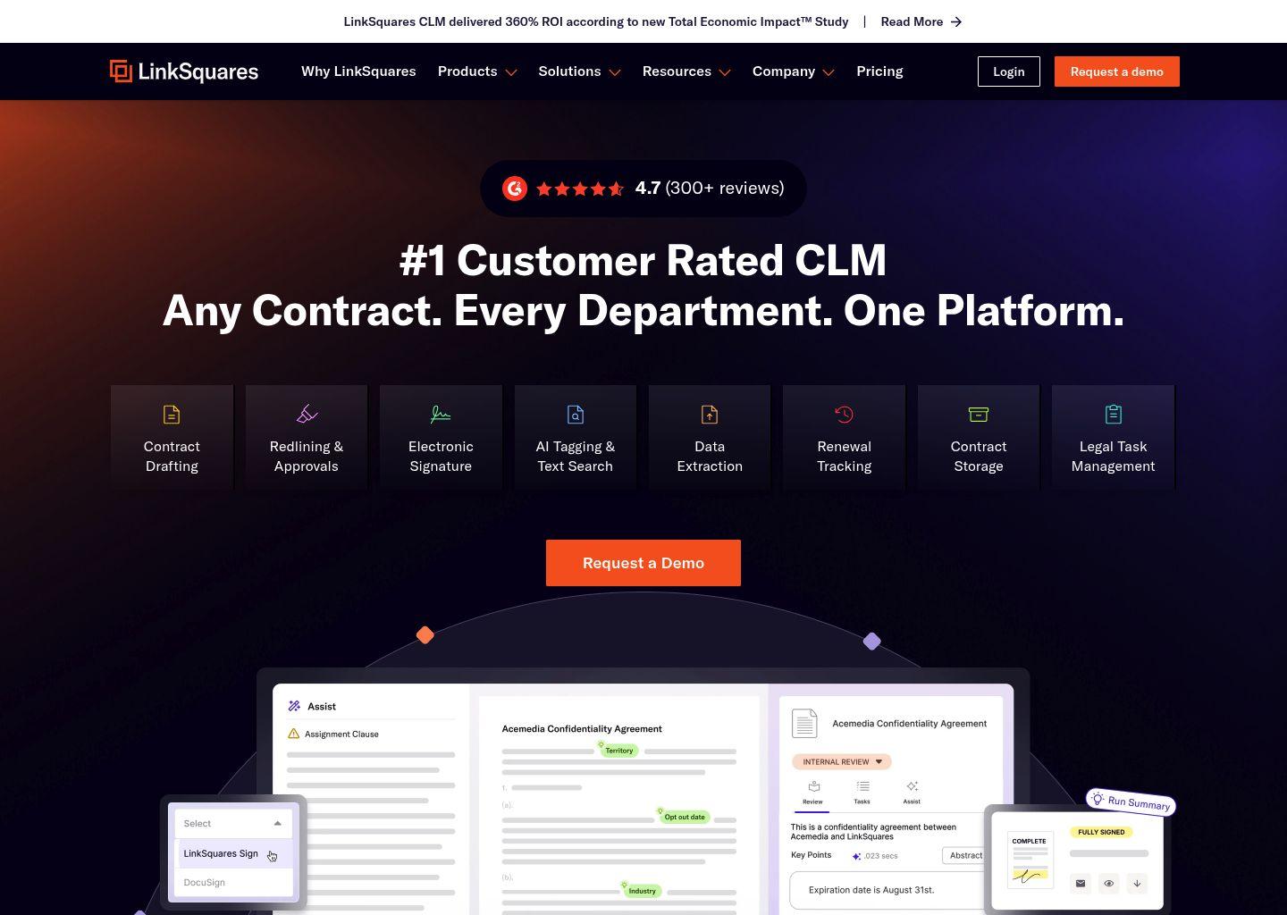 LinkSquares 一体化智能合同管理平台