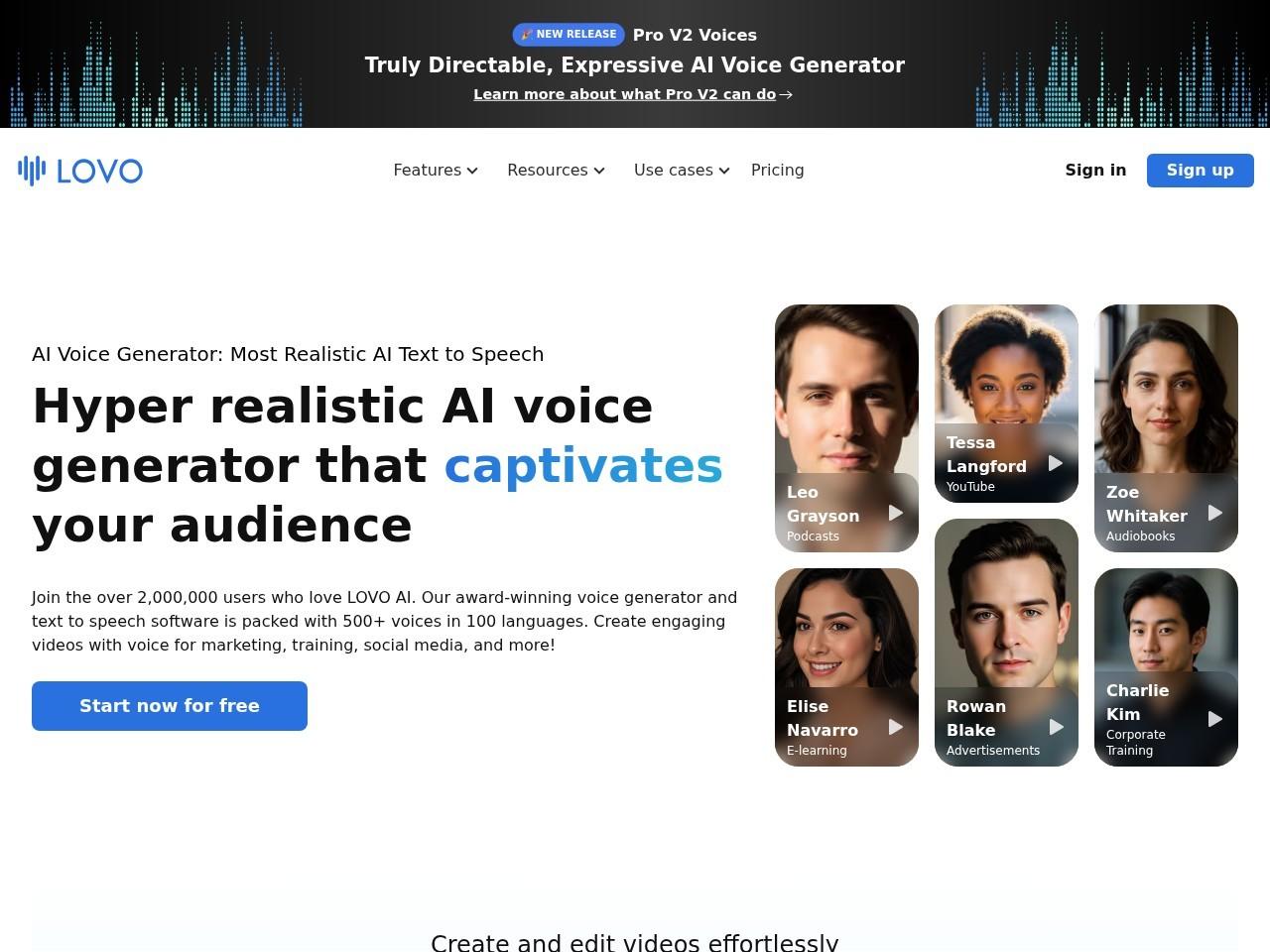 LOVO：AI配音与文本转语音平台
