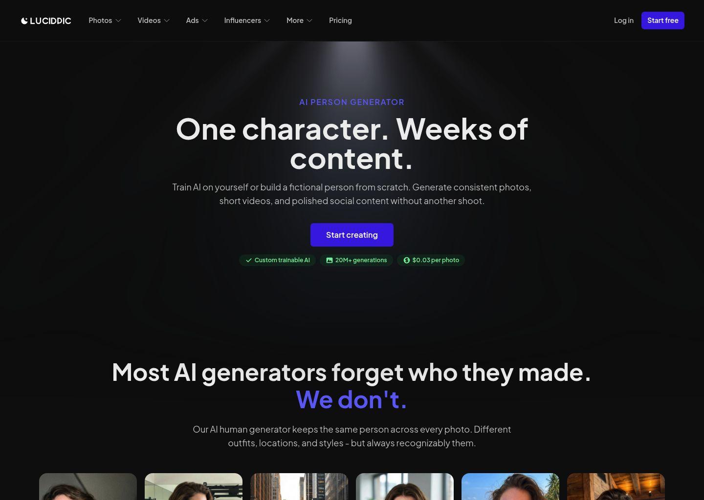 Lucidpic AI 虚拟人物头像生成器