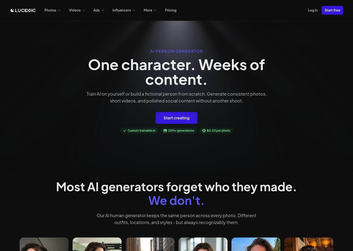 Lucidpic AI 虚拟人物头像生成器