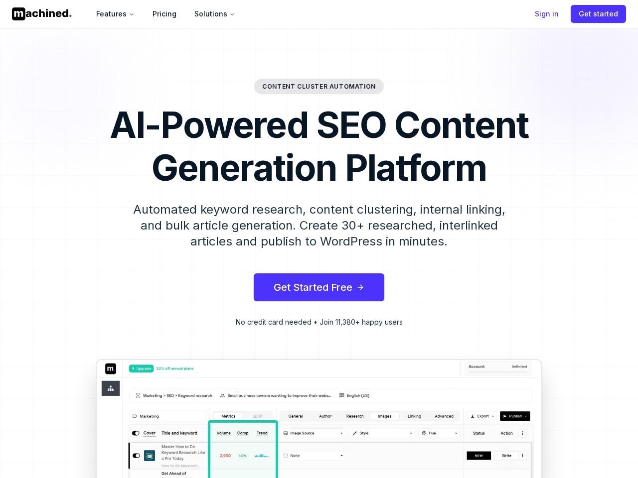 Machined：SEO内容集群自动化平台