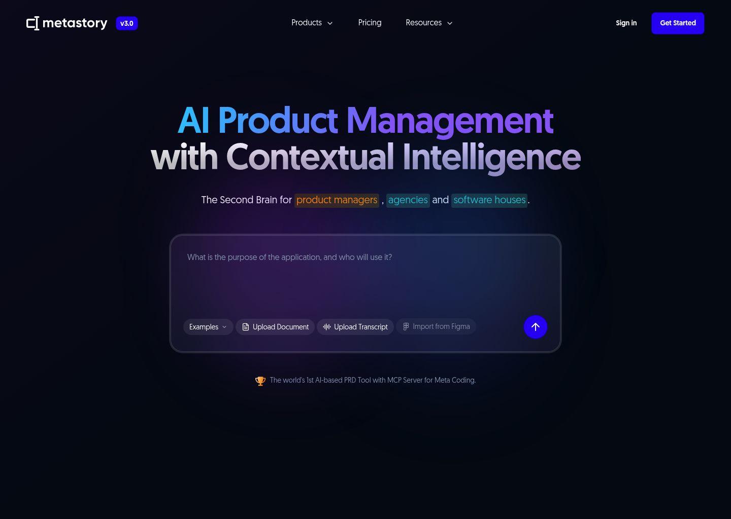 metastory · 面向产品经理的上下文智能AI产品管理平台