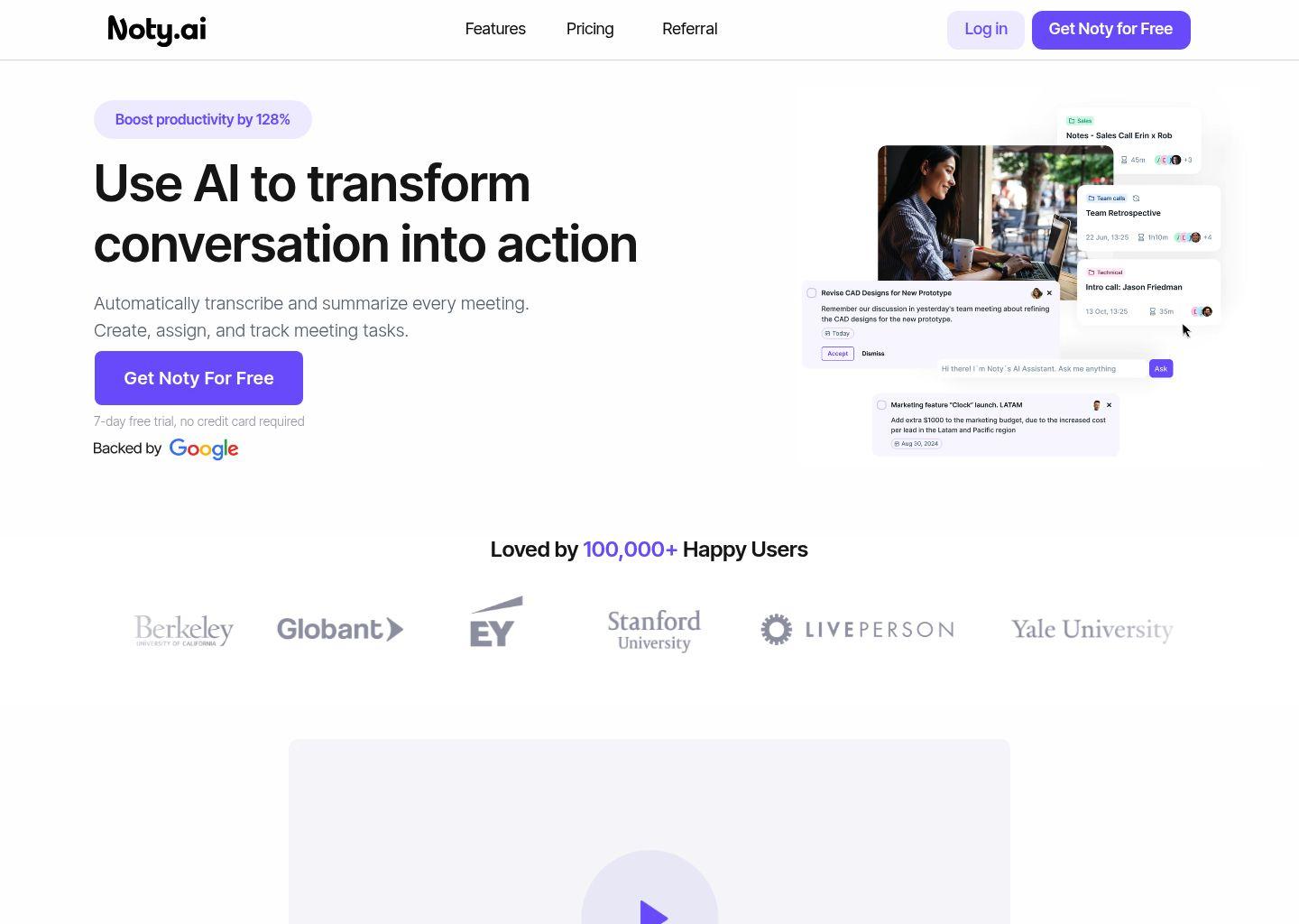 Noty.ai 会议 AI 助手：自动转录与待办管理