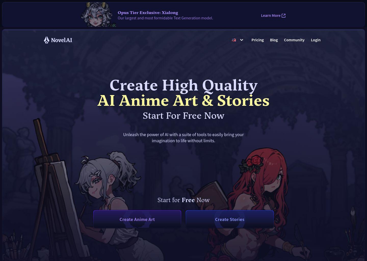 NovelAI：AI 动漫图像生成器与故事创作平台