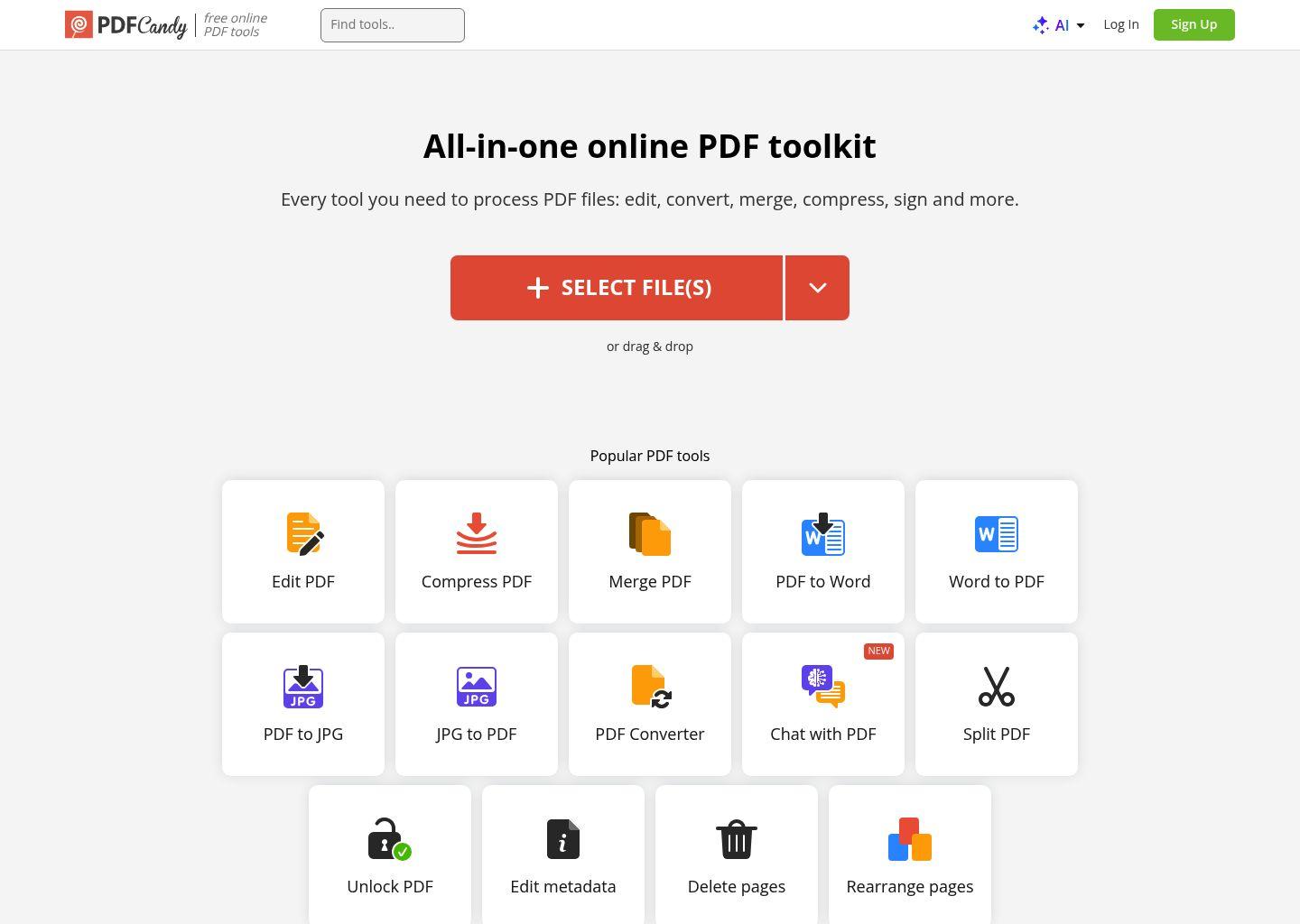 PDF Candy 在线PDF工具套件