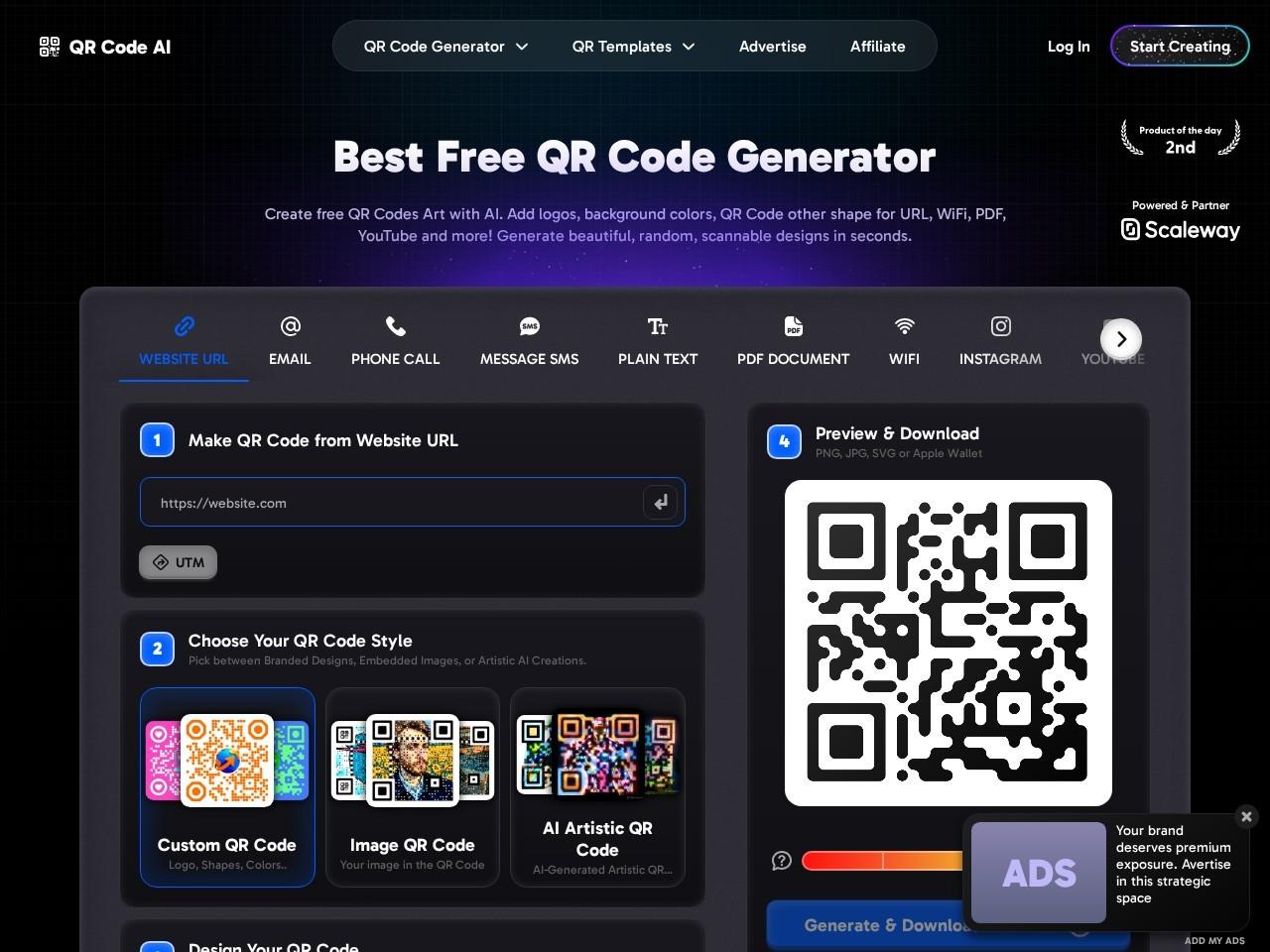 AI QR Code Generator：AI艺术二维码生成与追踪平台