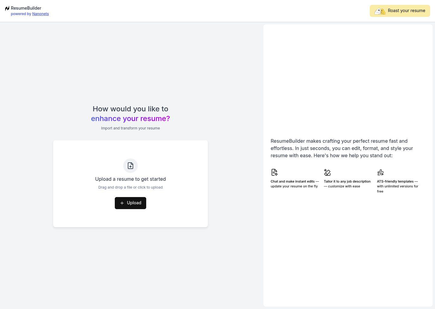 Nanonets AI 智能简历生成器