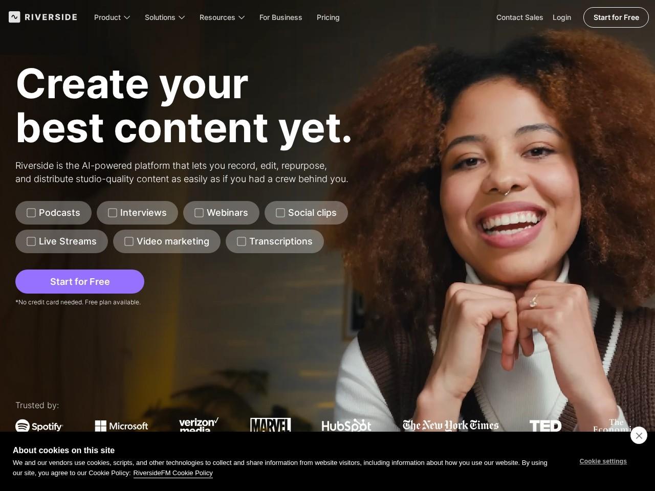 Riverside：高清播客与视频录制编辑在线工作室