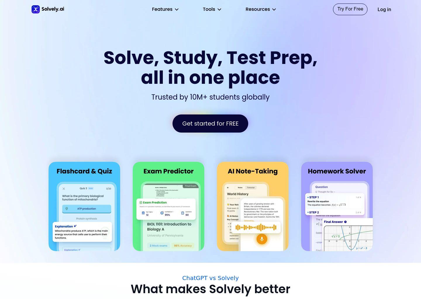 Solvely：AI驱动的作业与考试学习助手