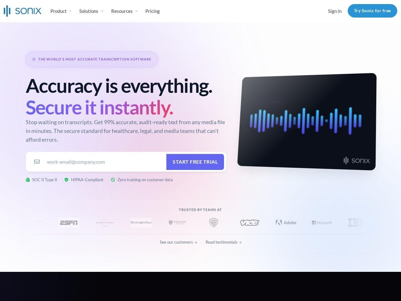 Sonix 智能音视频转文字与分析平台