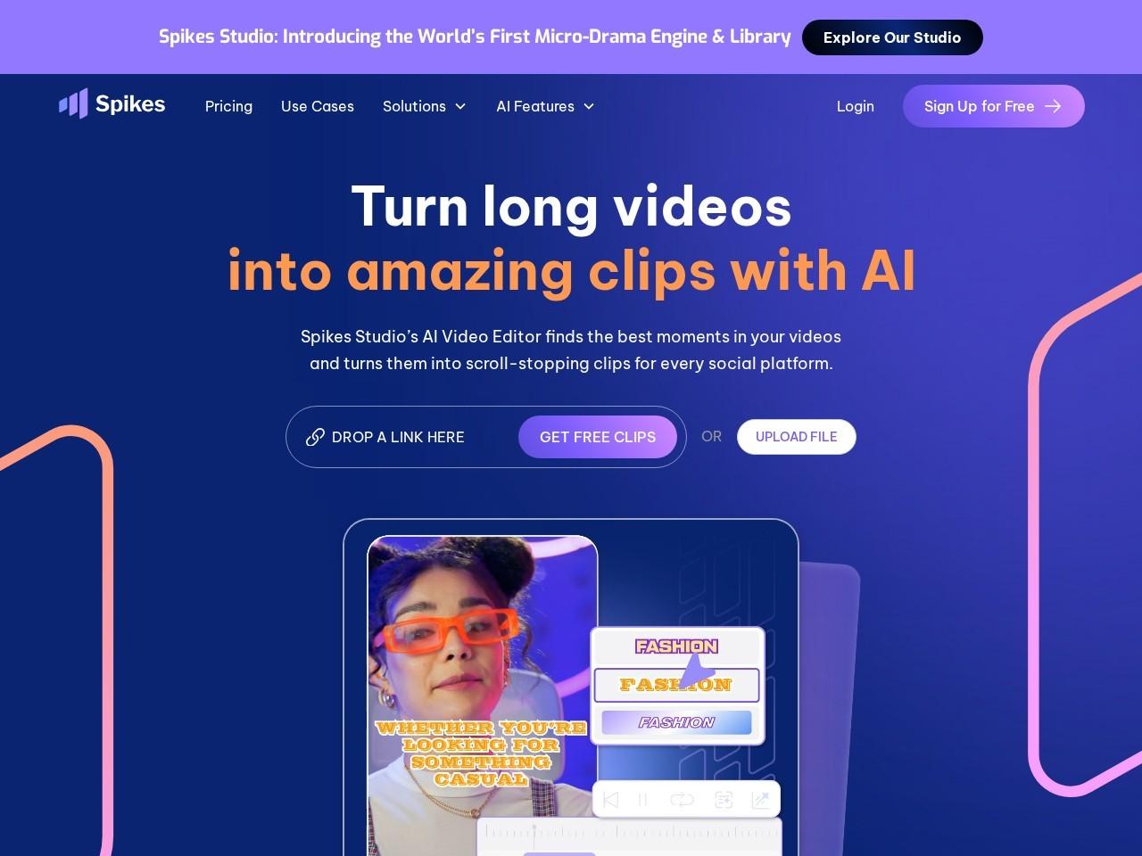 Spikes Studio：AI短视频剪辑与分发平台