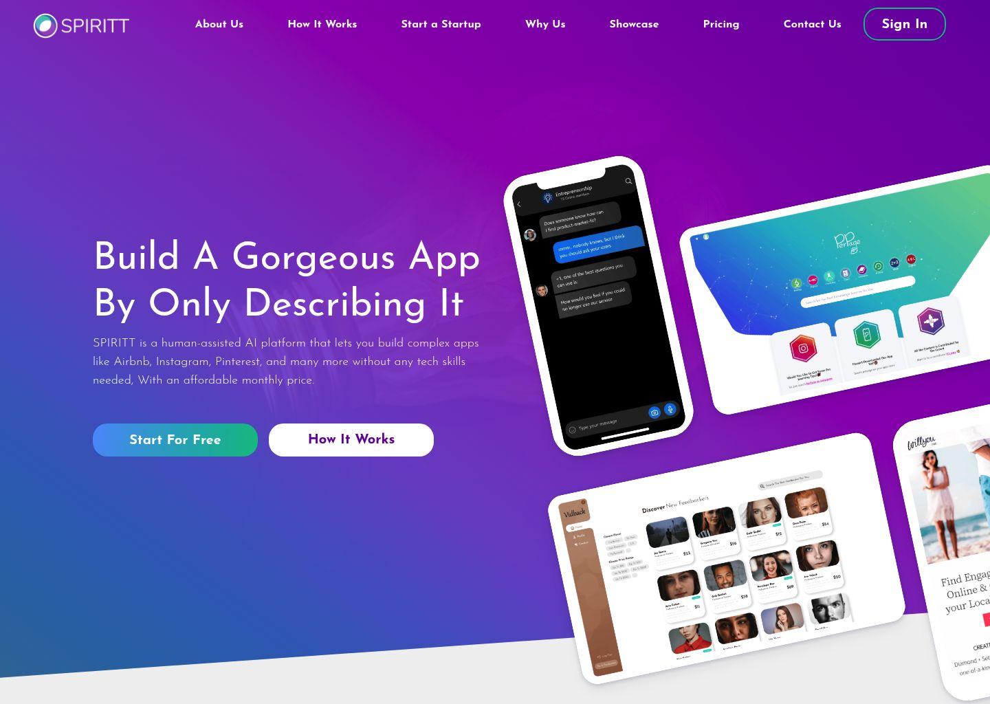 SPIRITT：用描述就能打造应用的AI创业工场