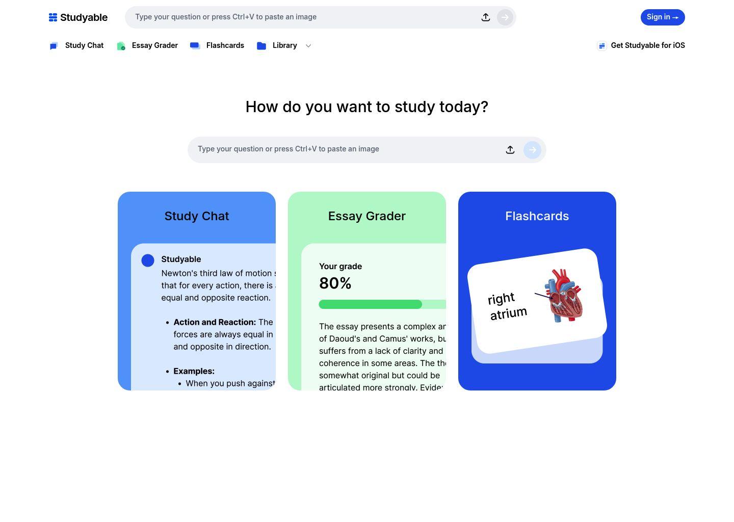 Studyable：免费 AI 作业辅导与闪卡学习平台