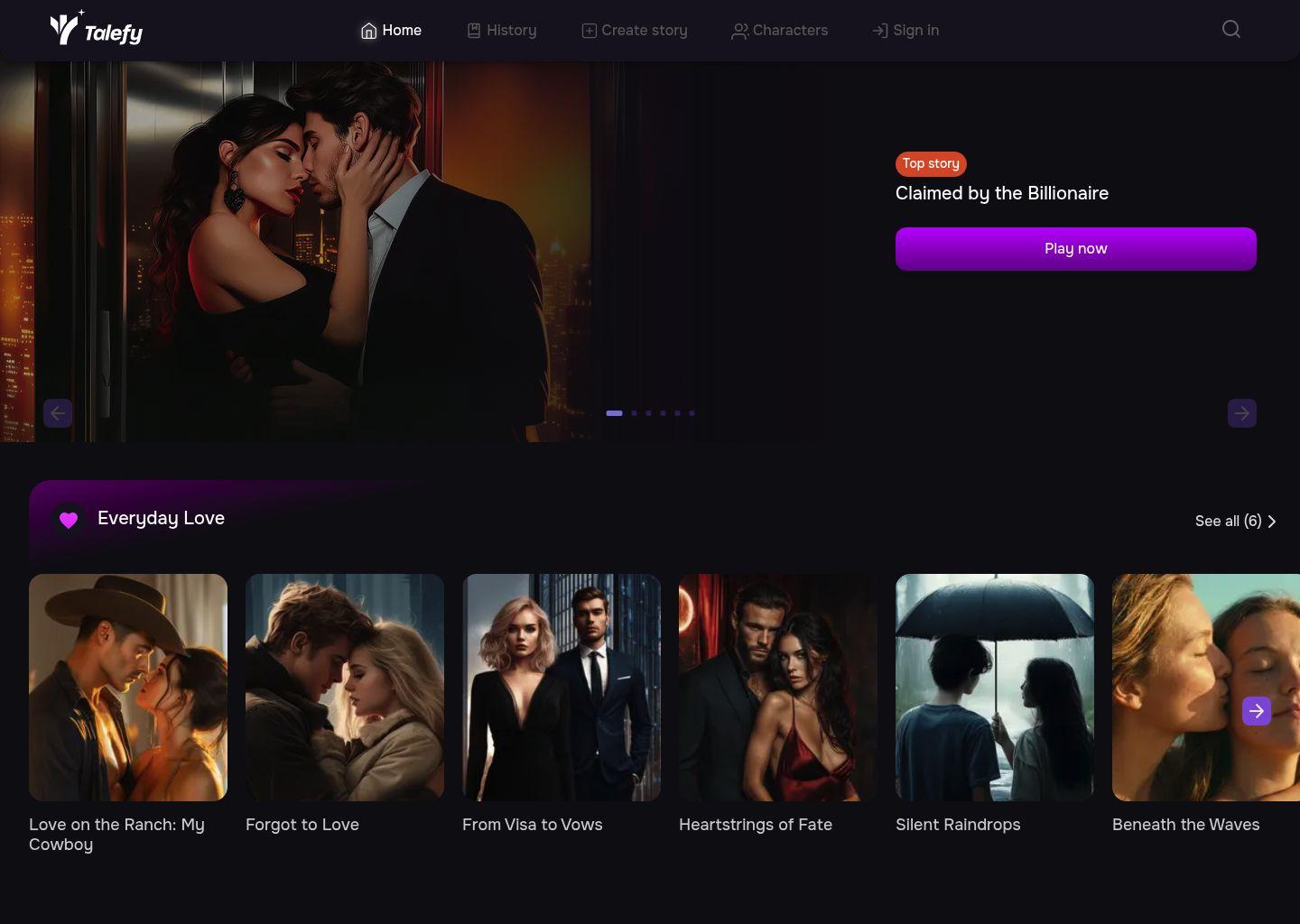 Talefy：AI互动故事生成器与在线故事游戏创作平台