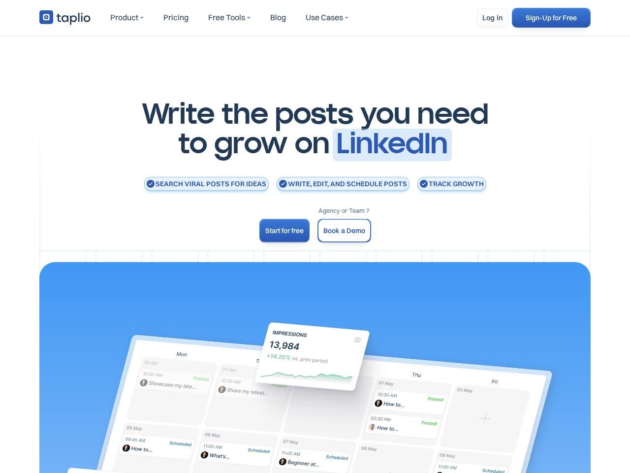 Taplio：AI驱动的 LinkedIn 品牌与增长工具