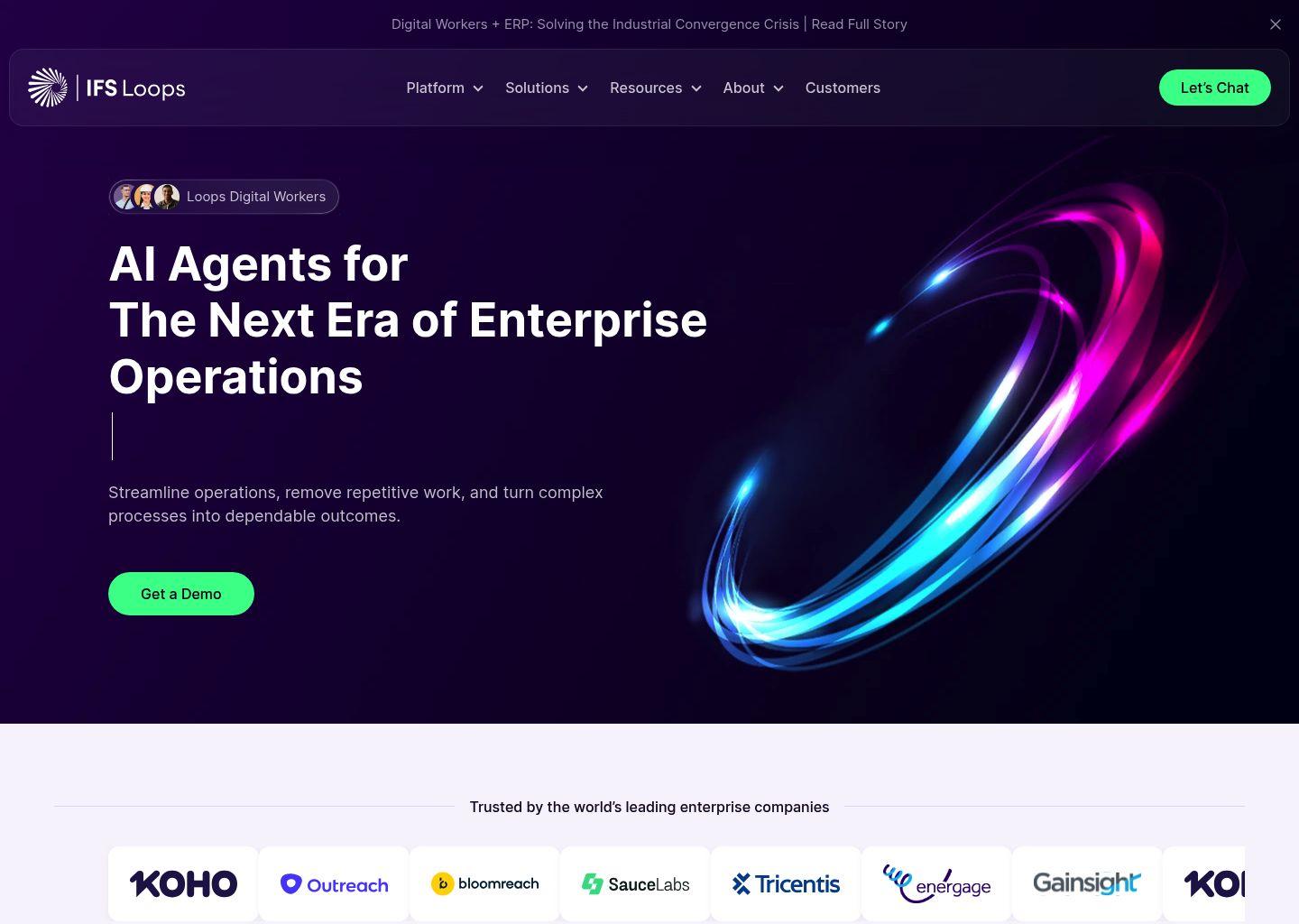IFS Loops Agentic AI 平台：工业级数字员工与智能工作流