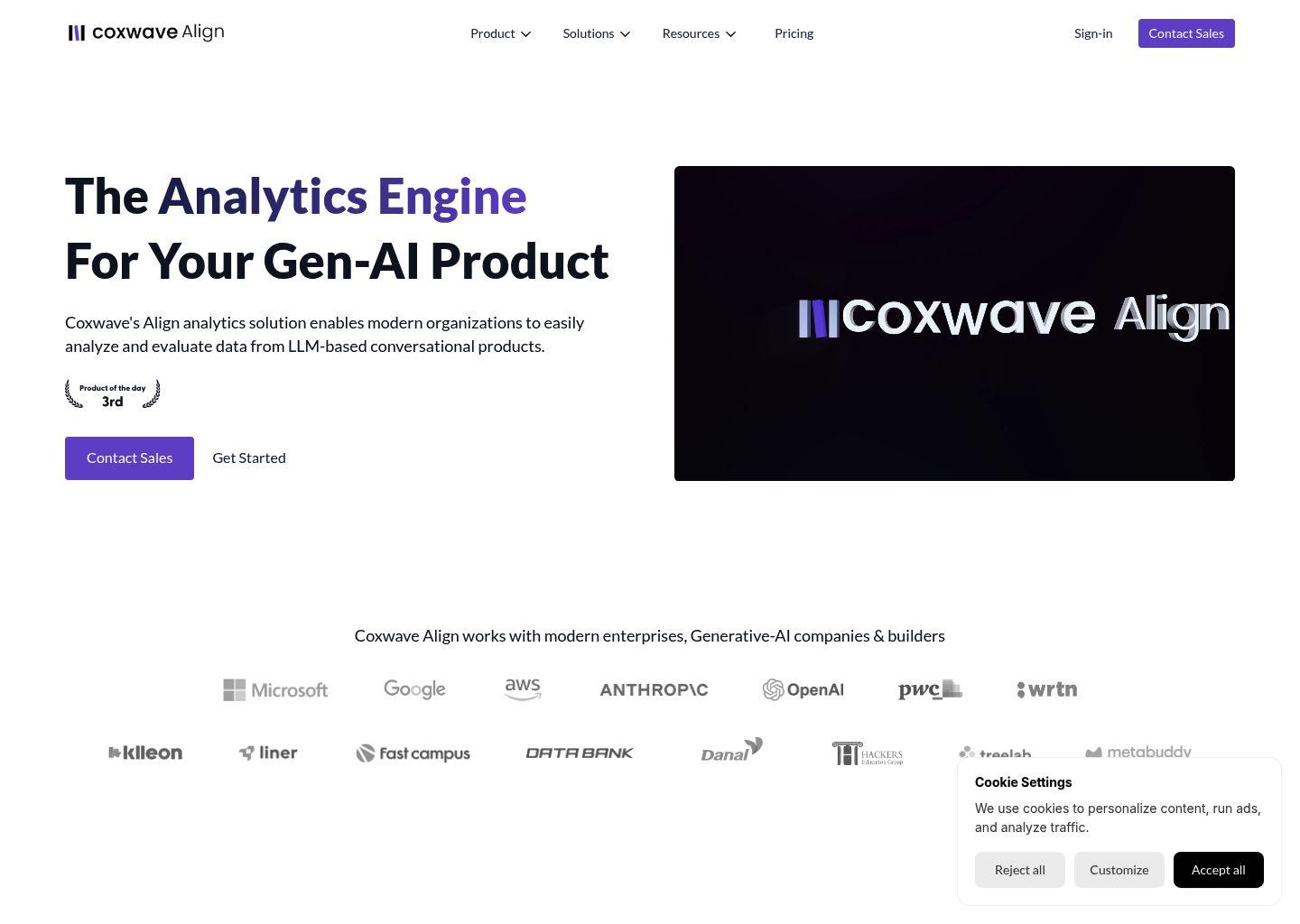 Coxwave Align——面向生成式 AI 产品的分析引擎