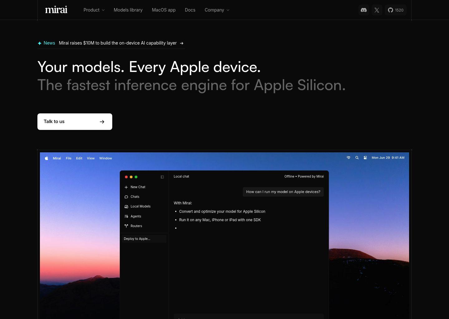 Mirai：在每一台苹果设备上运行你的模型
