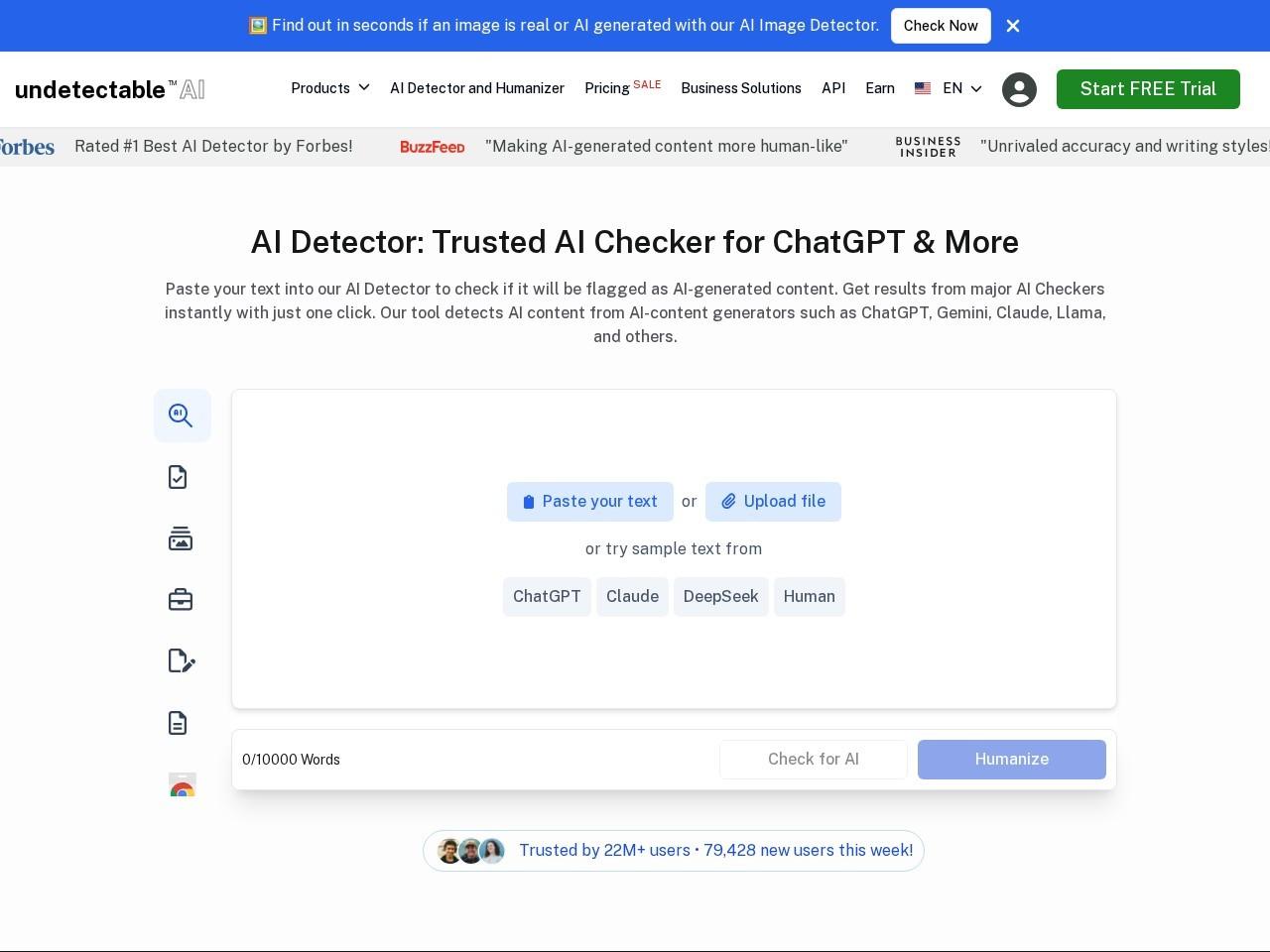 Undetectable AI：免费AI内容检测器（ChatGPT/Gemini/Claude等）