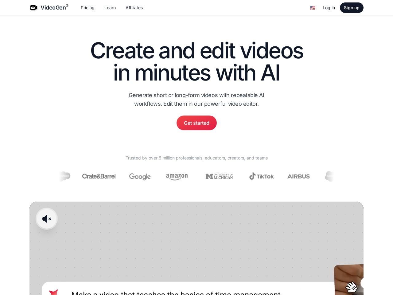 VideoGen：AI 视频生成与编辑平台，一键从创意到成片