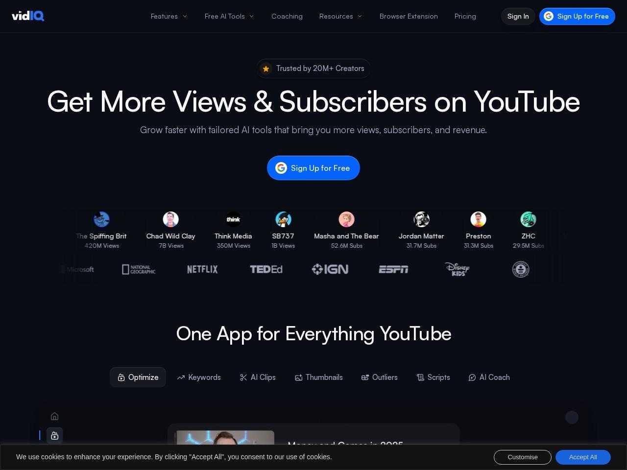 vidIQ AI 创作者增长工具