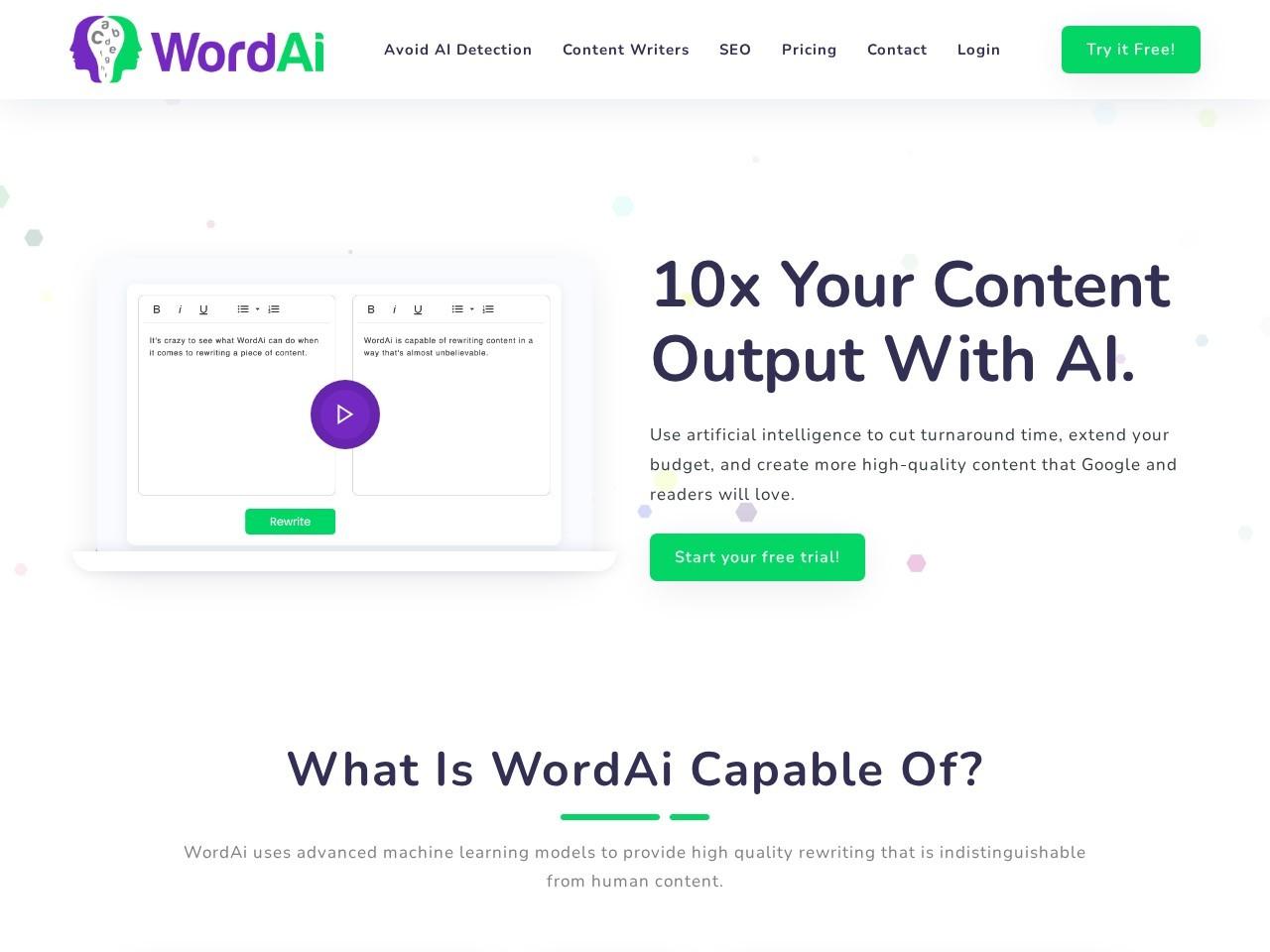 WordAi：AI 文本重写与内容优化工具