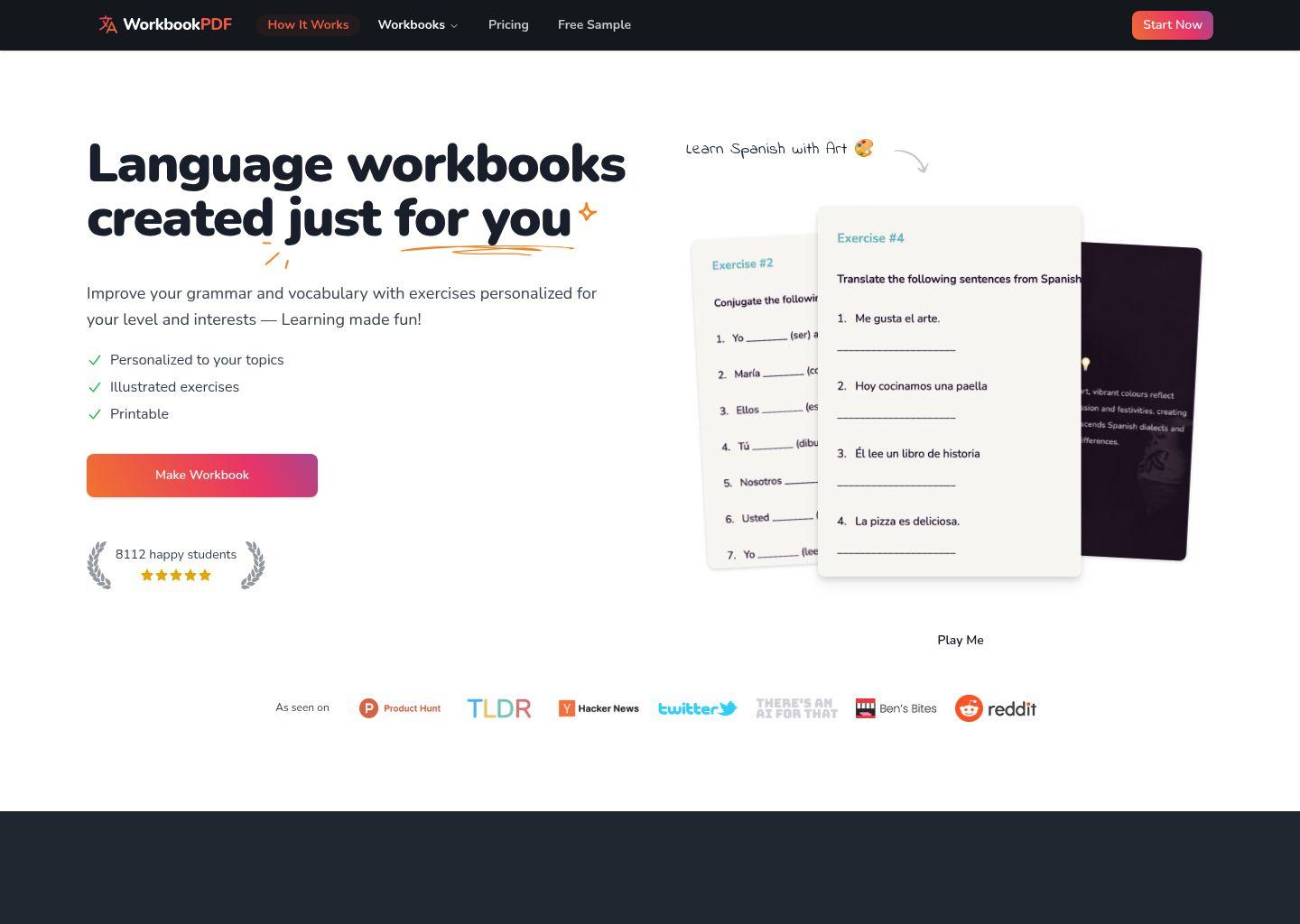 WorkbookPDF：AI 个性化语言练习册平台