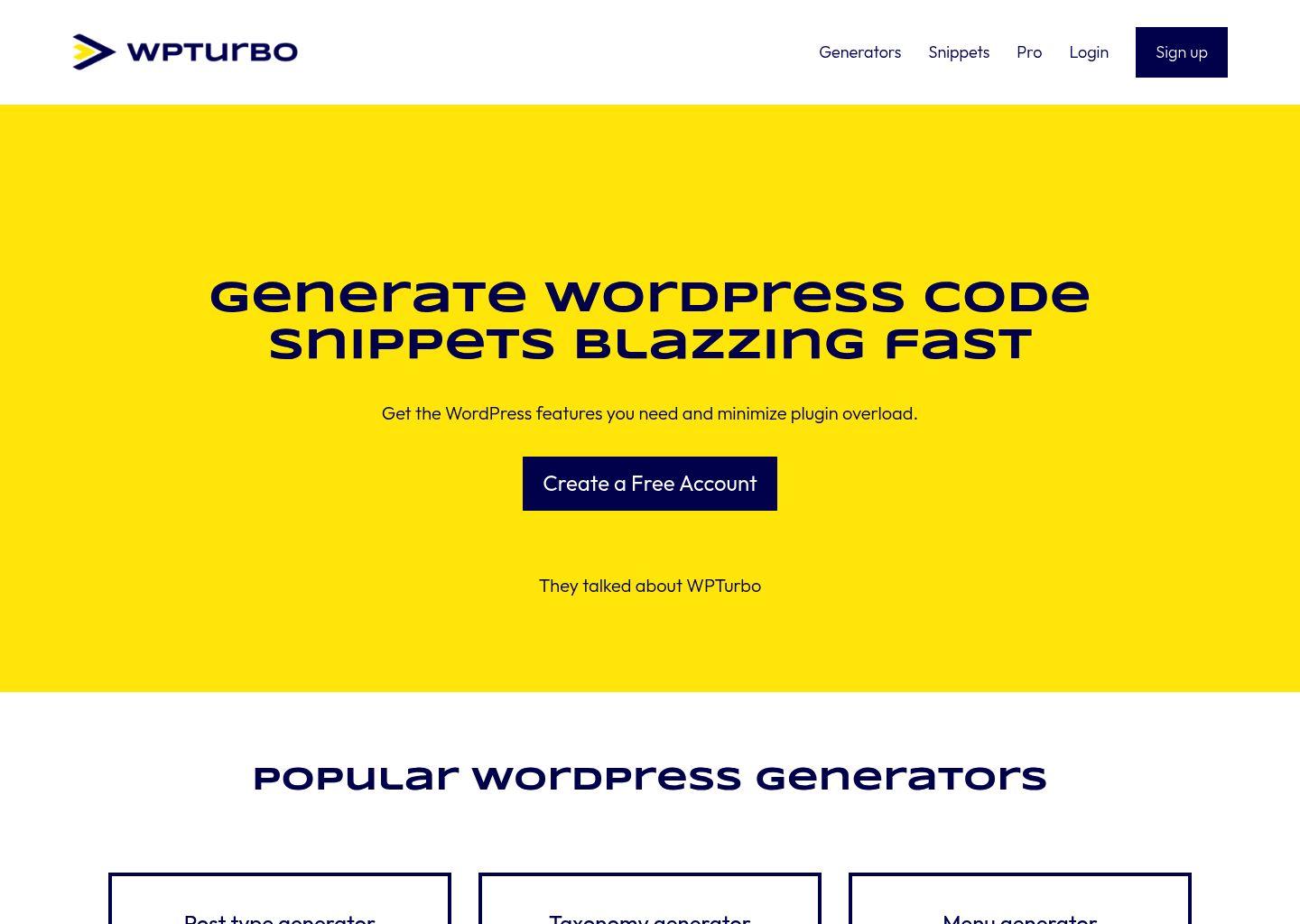 WPTurbo——极速生成高质量 WordPress 代码片段
