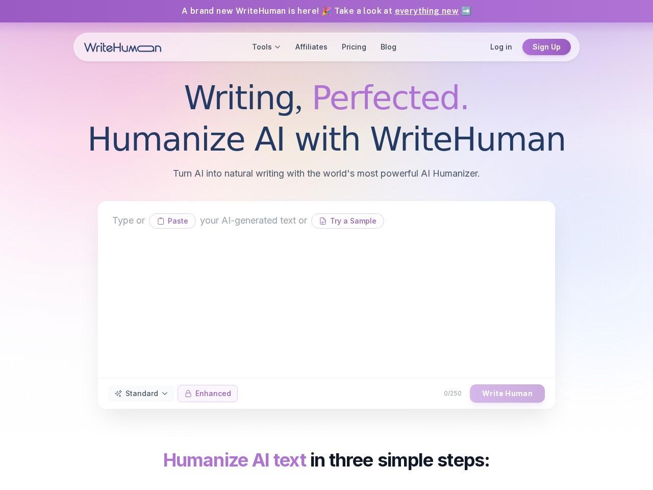 WriteHuman：AI 文本润色与人性化改写工具