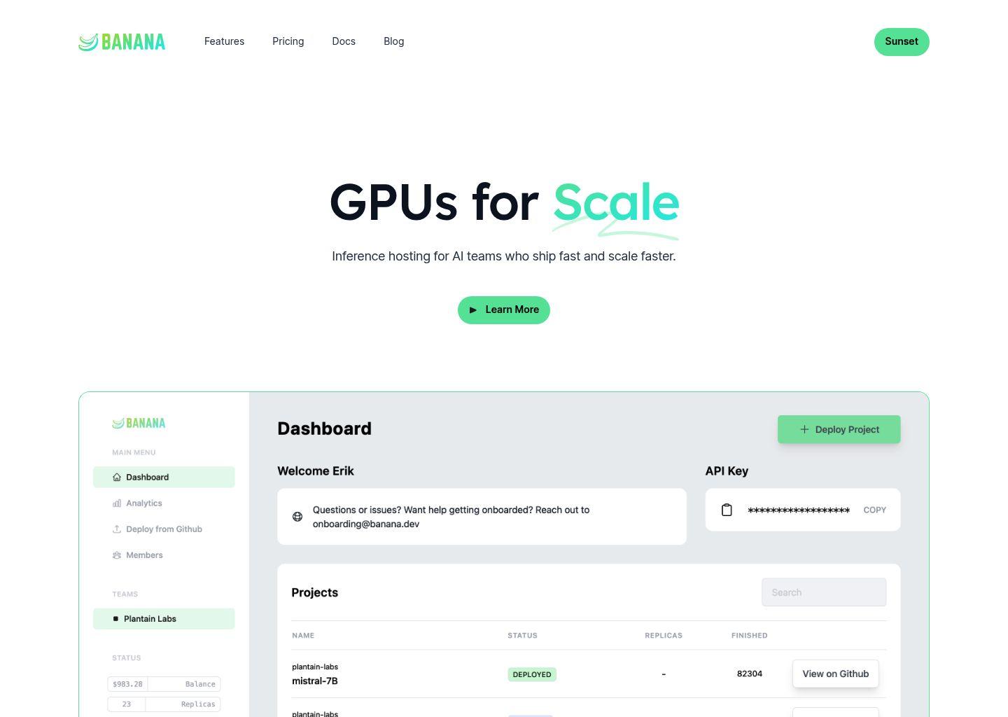 Banana - 面向高速迭代 AI 团队的推理 GPU 云平台
