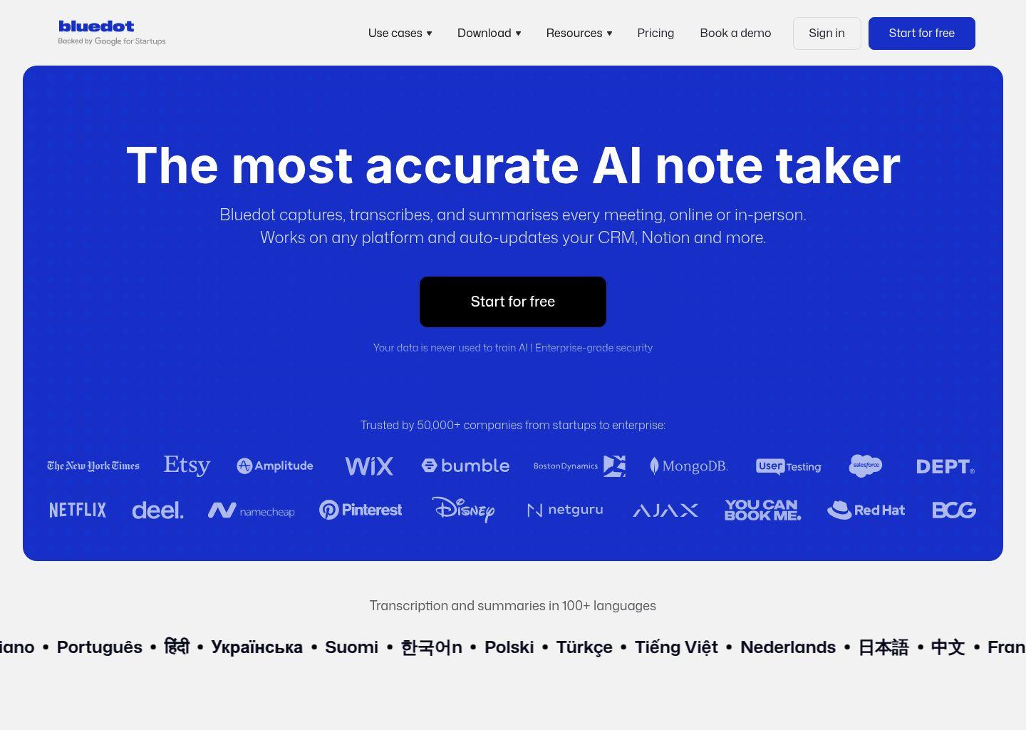 Bluedot 智能会议记录助手：无机器人 AI 笔记工具