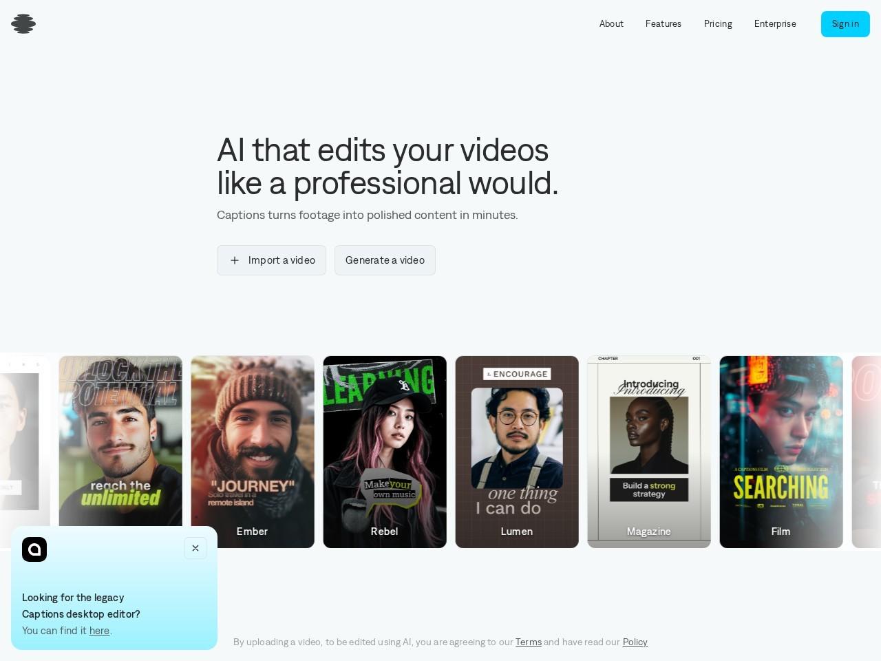 Captions 在线 AI 视频编辑器