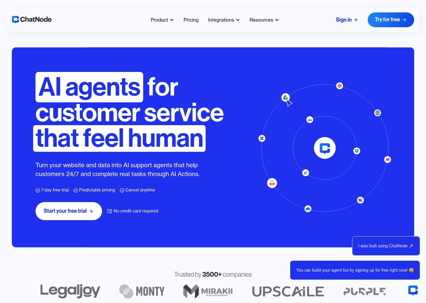 ChatNode：将网站与数据变成全天候智能客服代理