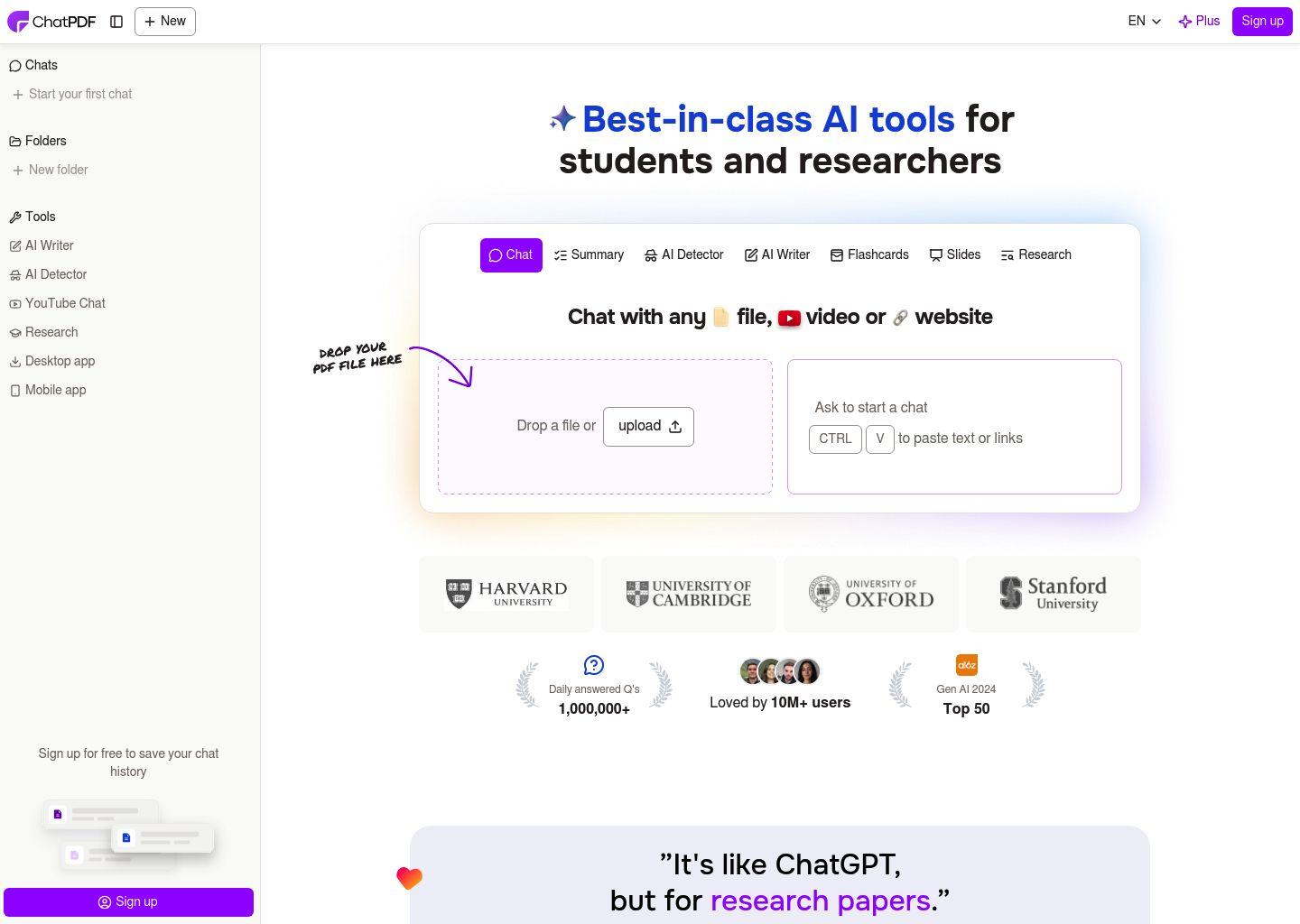 ChatPDF AI：智能对话式PDF与文档分析助手