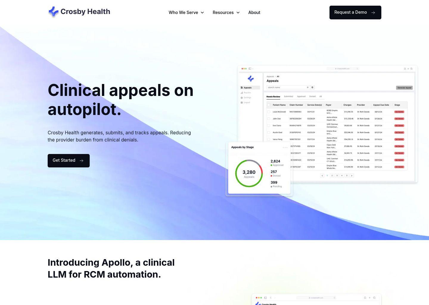 Crosby Health 自动化临床申诉平台